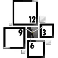 3D nalepovací hodiny Quadrat černo-zrcadlové