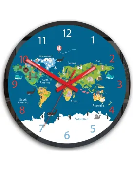 Dětské nástěnné hodiny Mirro Mapa světa 30 cm vícebarevné