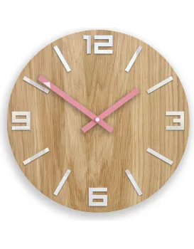 Nástěnné hodiny Arabic Wood hnědo-růžové