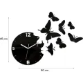 Nástěnné samolepící hodiny Motýl 28 cm černé