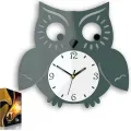 Nástěnné hodiny Owl šedé