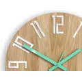 Dřevěné nástěnné hodiny Slim 33 cm bílé/mint/hnědé