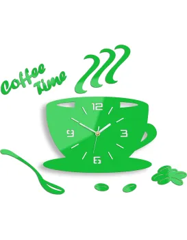 Nástěnné hodiny Coffee zelené