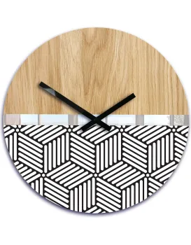 Dřevěné nástěnné hodiny Echo 33 cm dub přírodní/černé