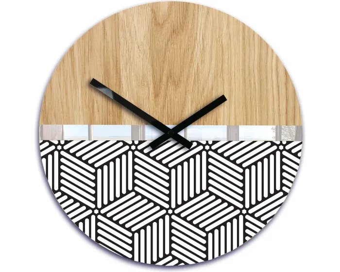 Dřevěné nástěnné hodiny Echo 33 cm dub přírodní/černé