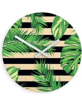 Nástěnné hodiny Tropical černo-zelené