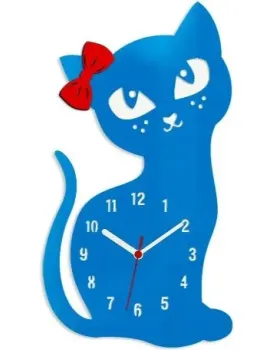 Nástěnné hodiny Cat modré