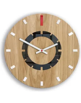Dřevěné nástěnné hodiny Atena 33 cm červené/bílé