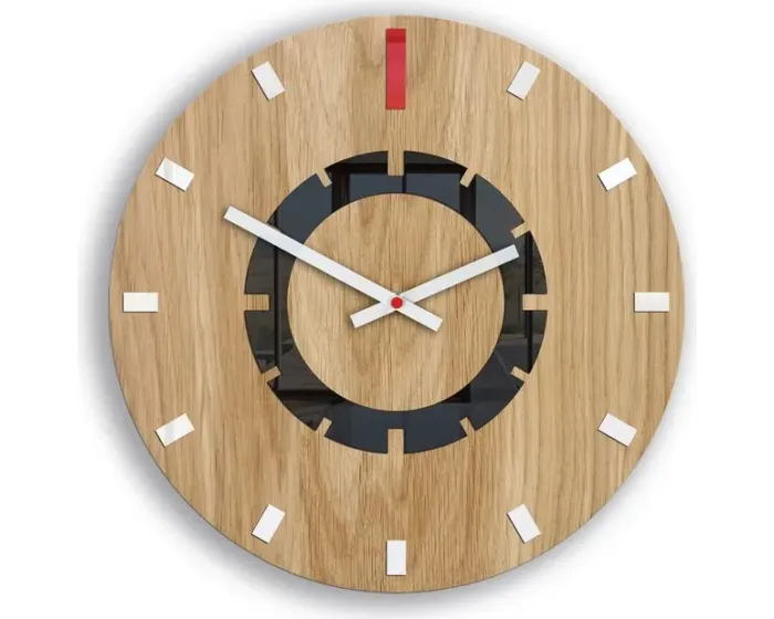 Dřevěné nástěnné hodiny Atena 33 cm červené/bílé