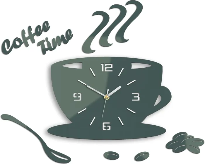 Nástěnné hodiny Coffee šedé