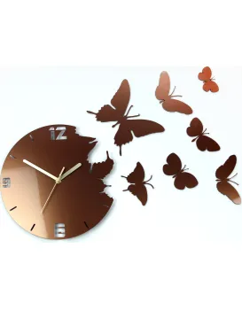 3D nalepovací hodiny Butterflies meděné
