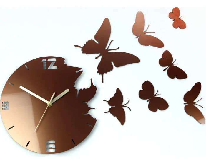 3D nalepovací hodiny Butterflies meděné