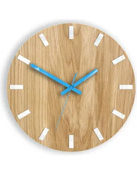 Nástěnné hodiny Simple Oak hnědo-tyrkysové