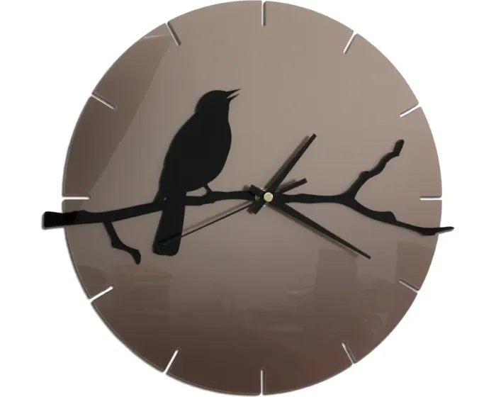 Nástěnné hodiny Bird šedo-černé