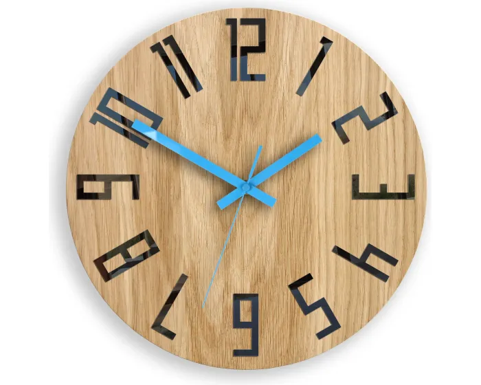 Dřevěné nástěnné hodiny Slim 33 cm černé/modré/hnědé