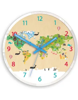 Dětské nástěnné hodiny Mirro Svět 30 cm vícebarevné