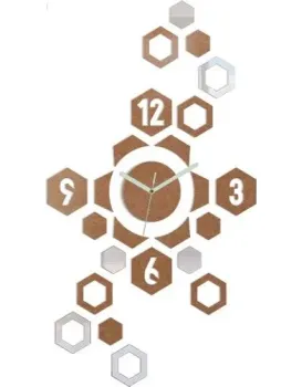 3D nalepovací hodiny Hexagon měděné