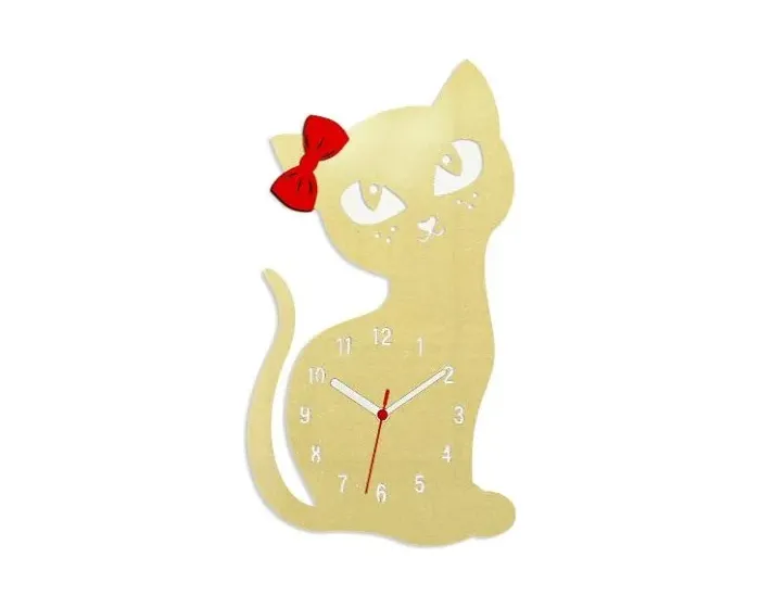 Nástěnné hodiny Cat zlaté
