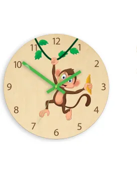 Dětské nástěnné hodiny Ami Opice 30 cm vícebarevné