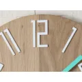 Dřevěné nástěnné hodiny Slim 33 cm bílé/mint/hnědé