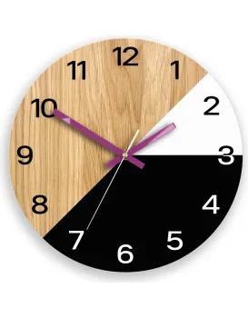 Dřevěné nástěnné hodiny Texas 33 cm černé/fialové