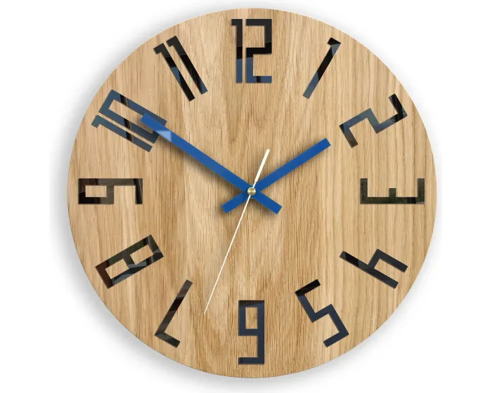 Dřevěné nástěnné hodiny Slim 33 cm černé/tmavě modré/hnědé