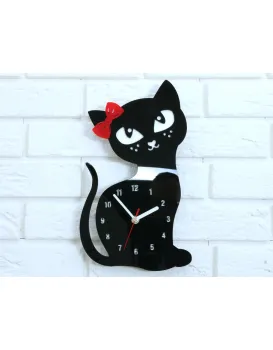 Nástěnné hodiny Cat černé