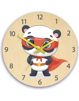 Dětské nástěnné hodiny Ami Panda hrdina 30 cm vícebarevné