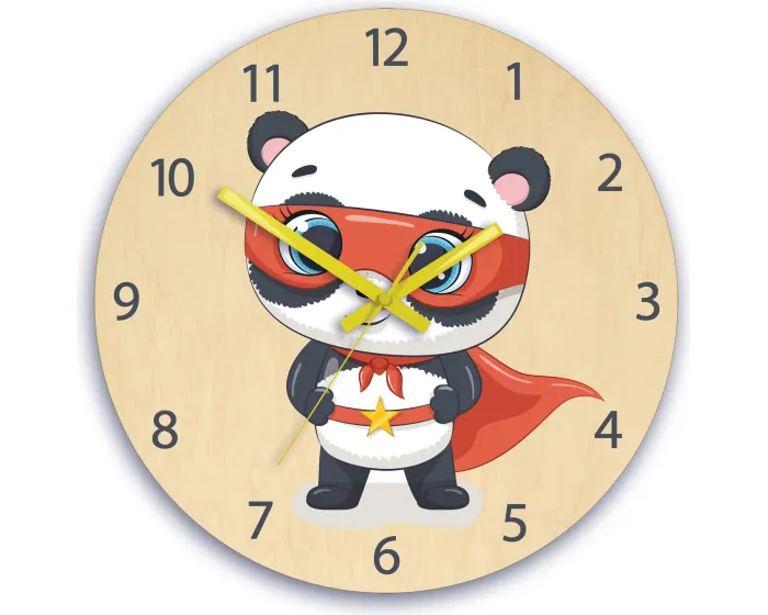 Dětské nástěnné hodiny Ami Panda hrdina 30 cm vícebarevné