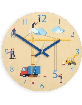 Dětské nástěnné hodiny Ami Staveniště 30 cm vícebarevné