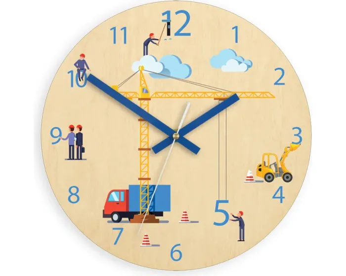 Dětské nástěnné hodiny Ami Staveniště 30 cm vícebarevné