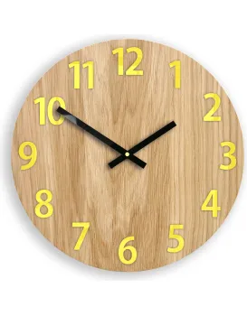 Dřevěné nástěnné hodiny Amadeus 33 cm žluté/bílé