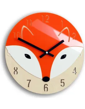 Dětské nástěnné hodiny Liška 30 cm oranžové