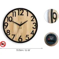 Dřevěné nástěnné hodiny Focus 33 cm dub přírodní/černé