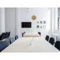 Dřevěné nástěnné hodiny Atena 33 cm žluté/bílé