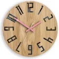 Dřevěné nástěnné hodiny Slim 33 cm černé/růžové/hnědé