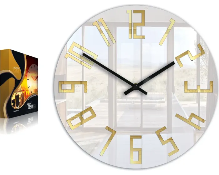 Nástěnné hodiny Slim Gold bílé