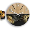 Dřevěné nástěnné hodiny Golden 33 cm dub přírodní/zlaté