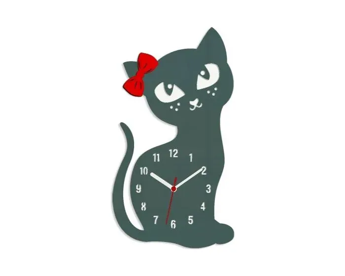 Nástěnné hodiny Cat šedé
