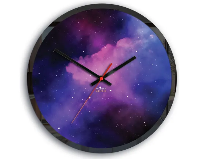 Nástěnné hodiny Galaxy fialové