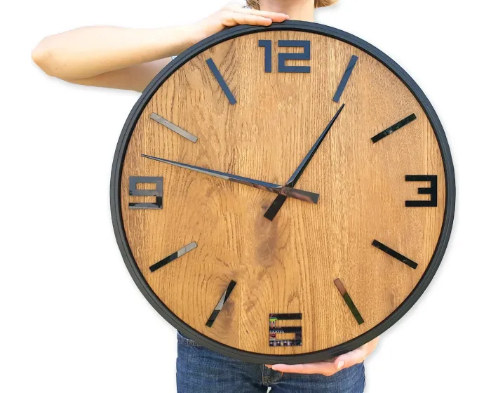 Dřevěné nástěnné hodiny Arabik 50 cm dub přírodní/černé