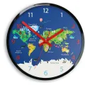 Dětské nástěnné hodiny Mirro Mapa světa 30 cm vícebarevné