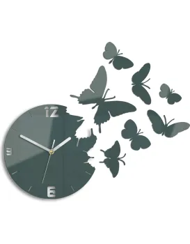 3D nalepovací hodiny Butterfly tmavě šedé