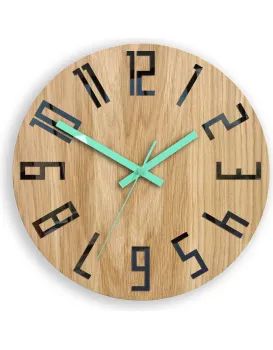 Dřevěné nástěnné hodiny Slim 33 cm černé/mint/hnědé