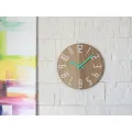 Dřevěné nástěnné hodiny Slim 33 cm bílé/mint/hnědé