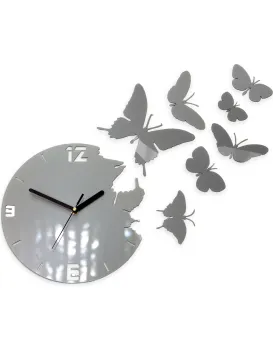 3D nalepovací hodiny Butterfly šedé
