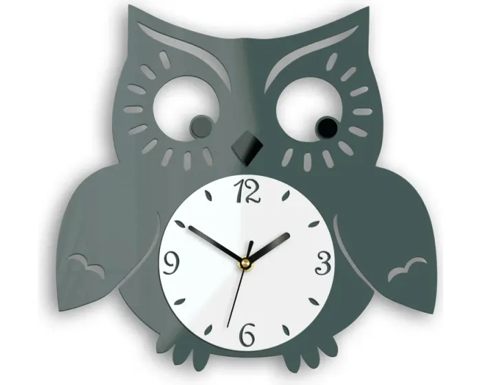Nástěnné hodiny Owl šedé