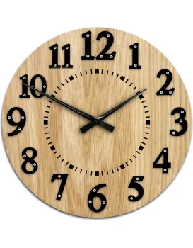 Dřevěné nástěnné hodiny Malibu 49 cm dub přírodní/černé