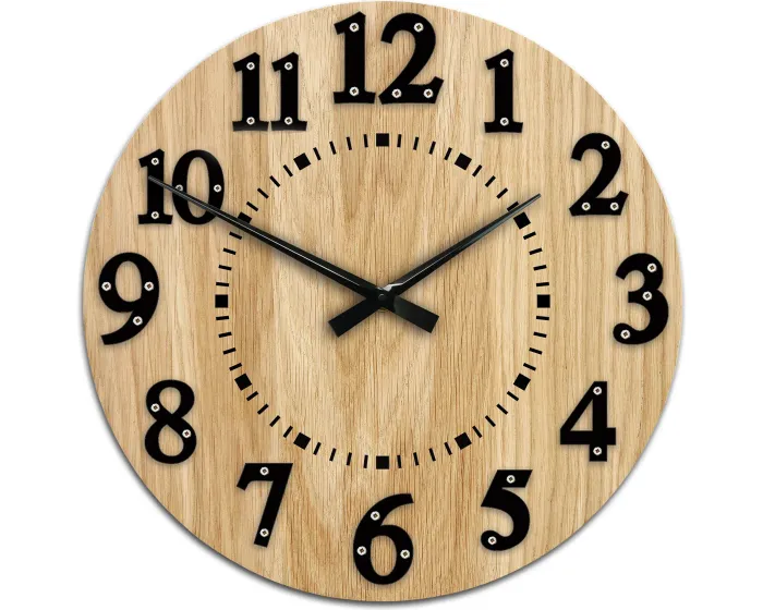 Dřevěné nástěnné hodiny Malibu 49 cm dub přírodní/černé