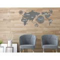 Nástěnné samolepící hodiny Mapa světa 110x55 cm šedé